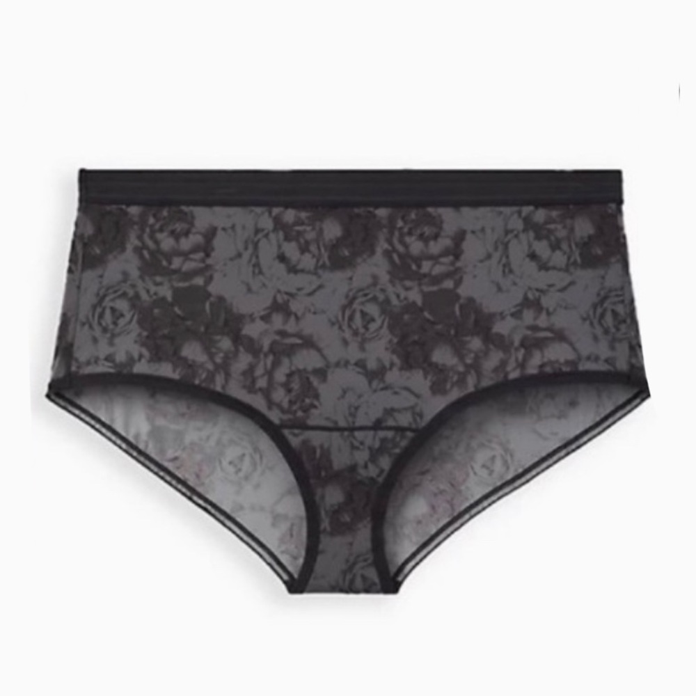 TORRID SECOND SKIN BRIEF PANTY - ROSES BLACK